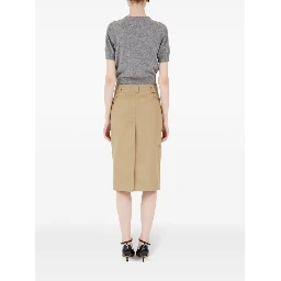 Slim High-waisted Knee-length Skirt In Brown