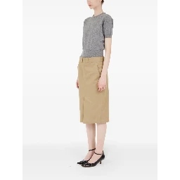 Slim High-waisted Knee-length Skirt In Brown