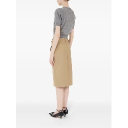 Slim High-waisted Knee-length Skirt In Brown