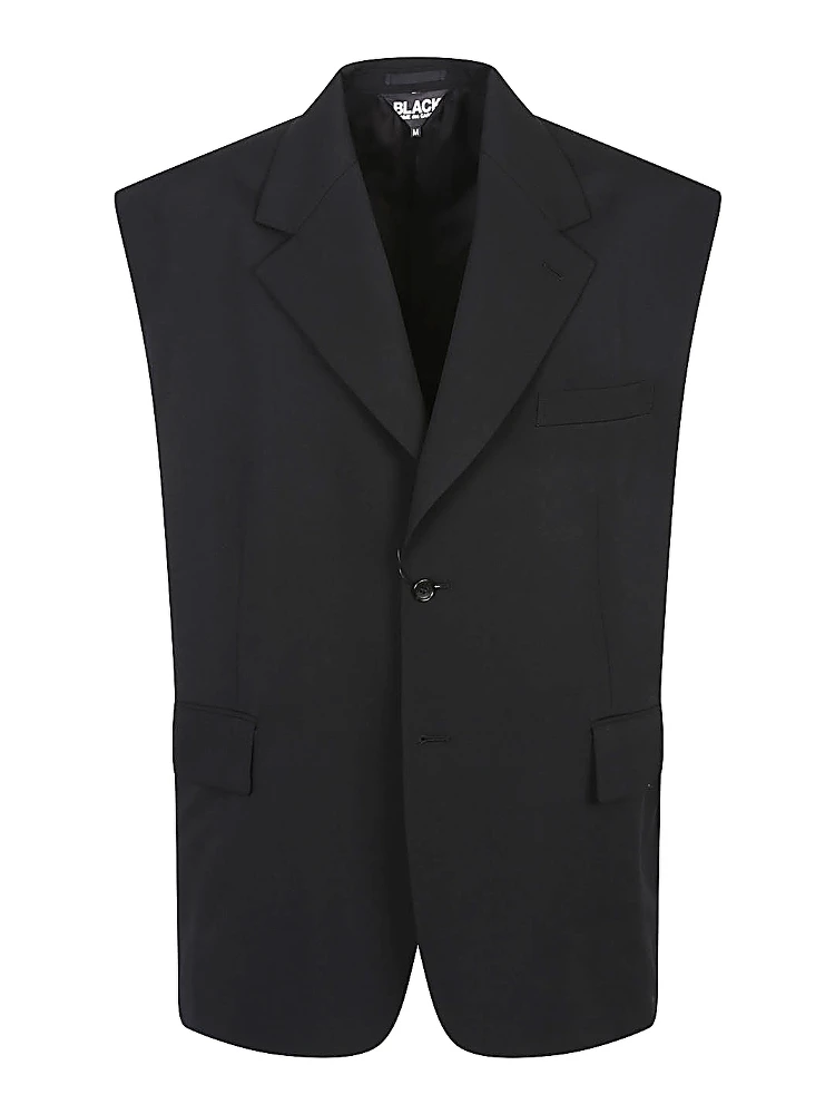 Sleeveless Blazer Vest V-neck In Black