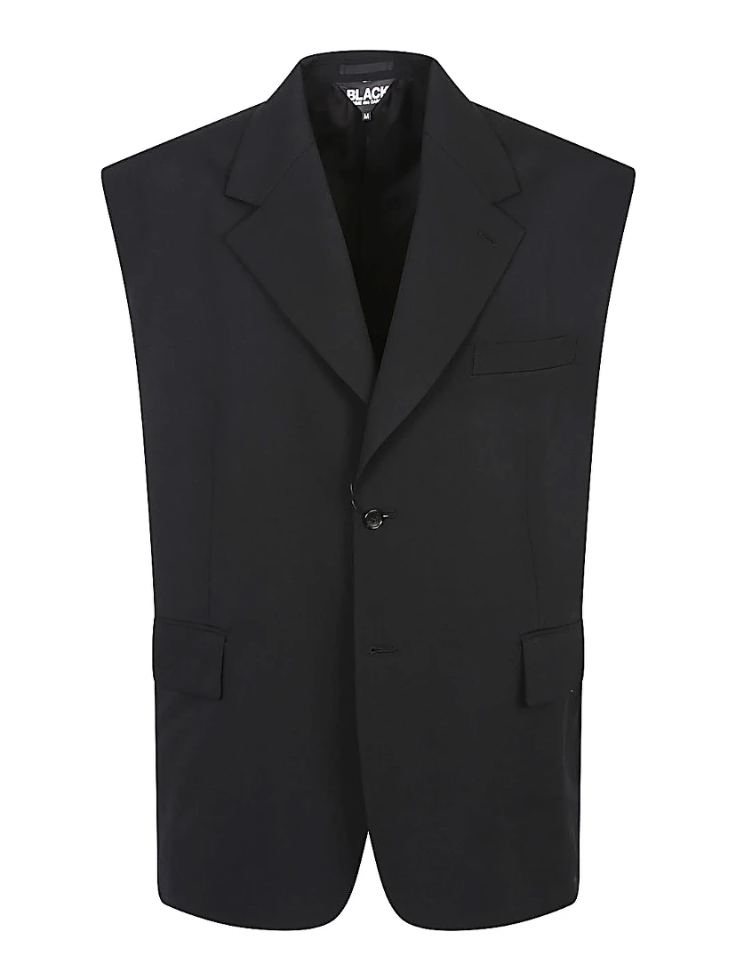 Sleeveless Blazer Vest V-neck In Black