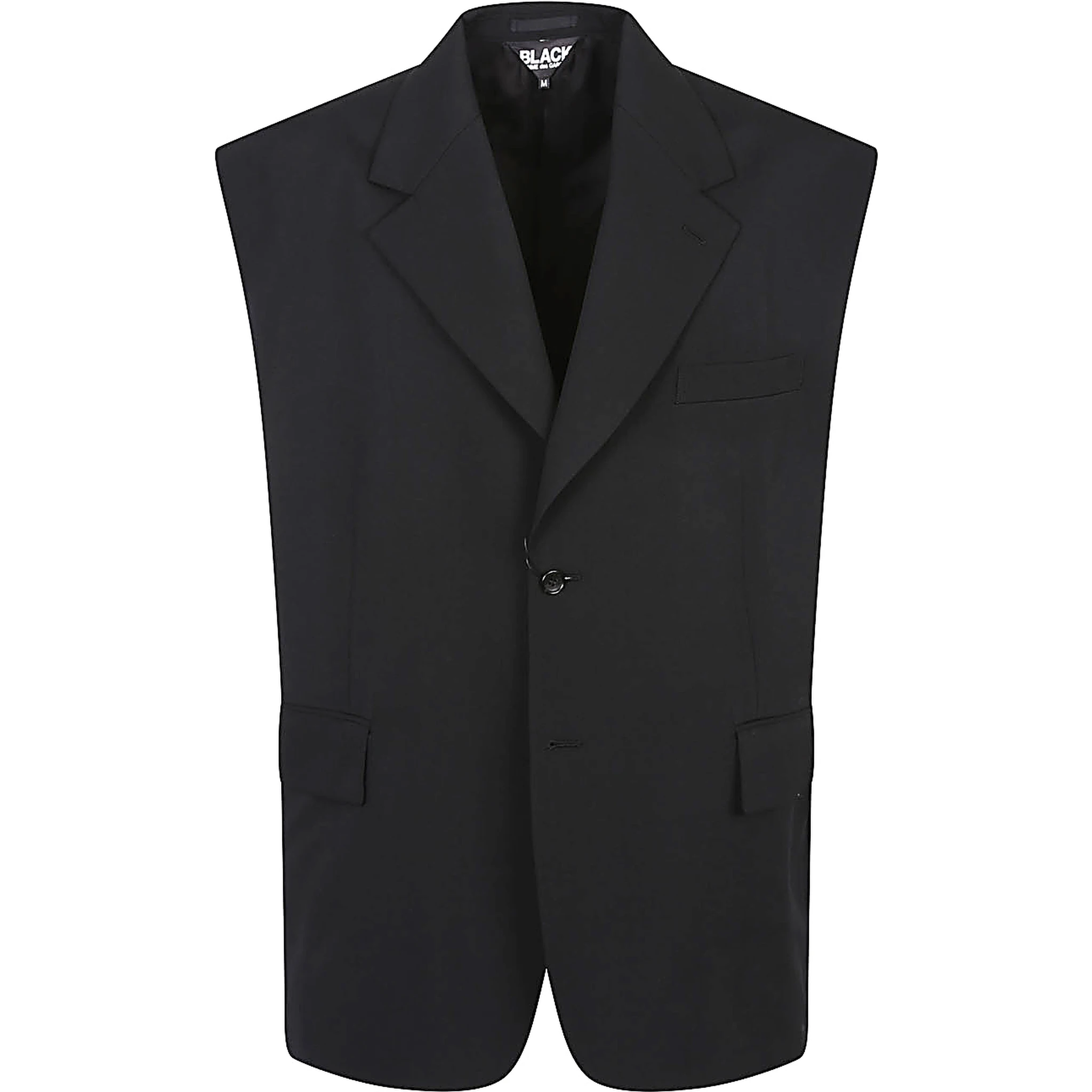 Sleeveless Blazer Vest V-neck In Black
