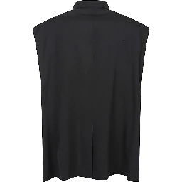 Sleeveless Blazer Vest V-neck In Black
