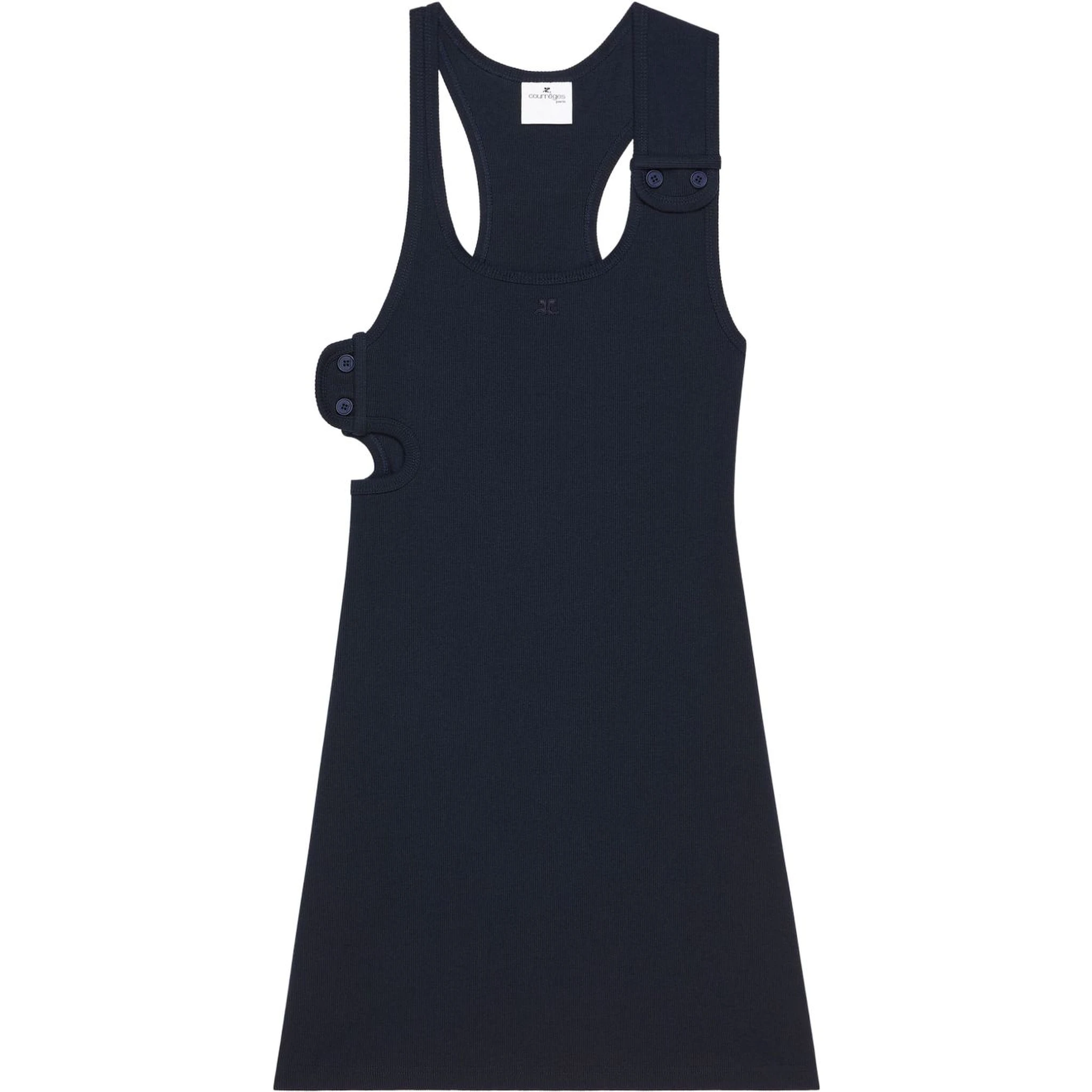 90's Cut-out Detailed Ribbed Mini Dress In Blue