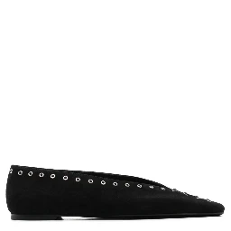 suede lace-up ballerina shoes