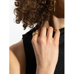 Polished Gold-tone Ring With Engraved Skull Design