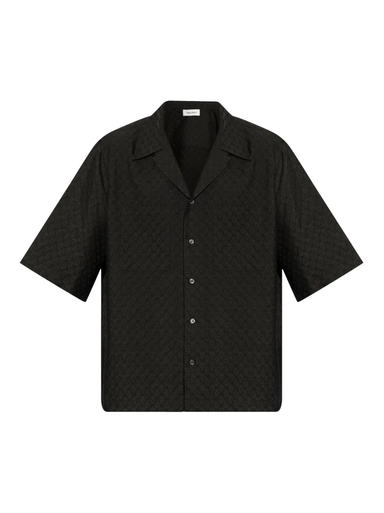 Patterned Shirt With Pocket And Short Sleeves In Black
