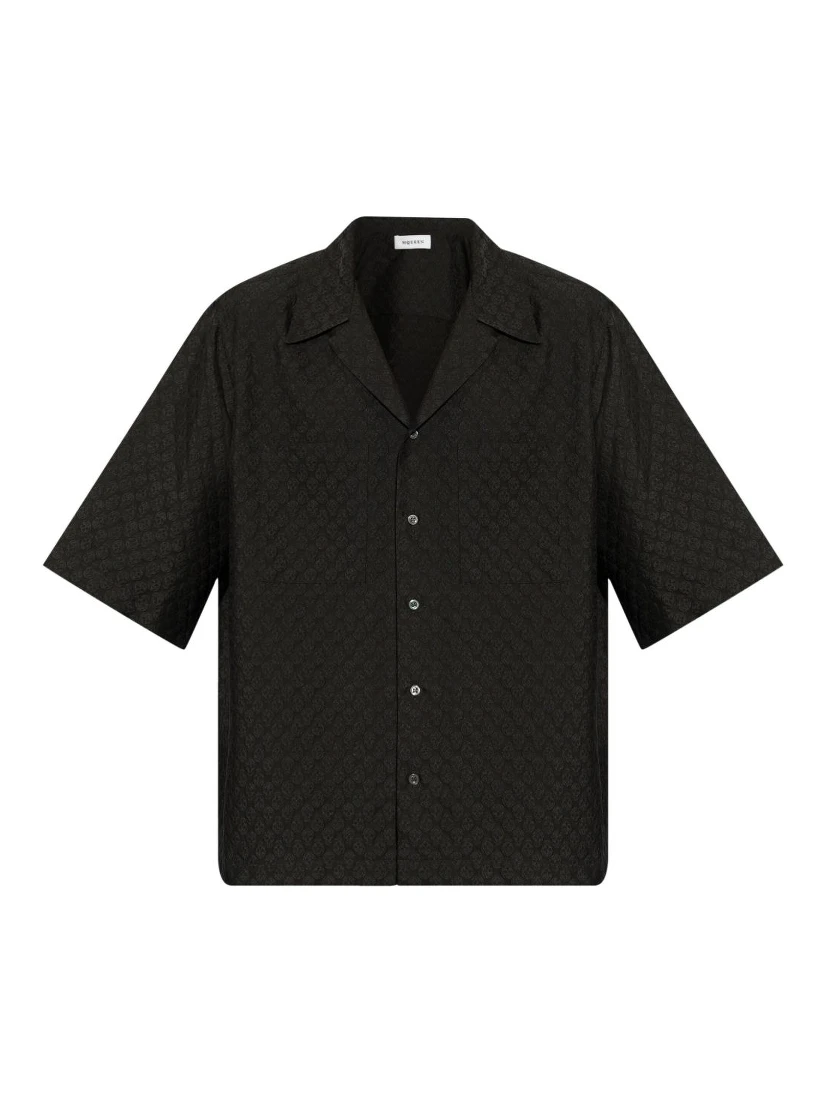 Patterned Shirt With Pocket And Short Sleeves In Black