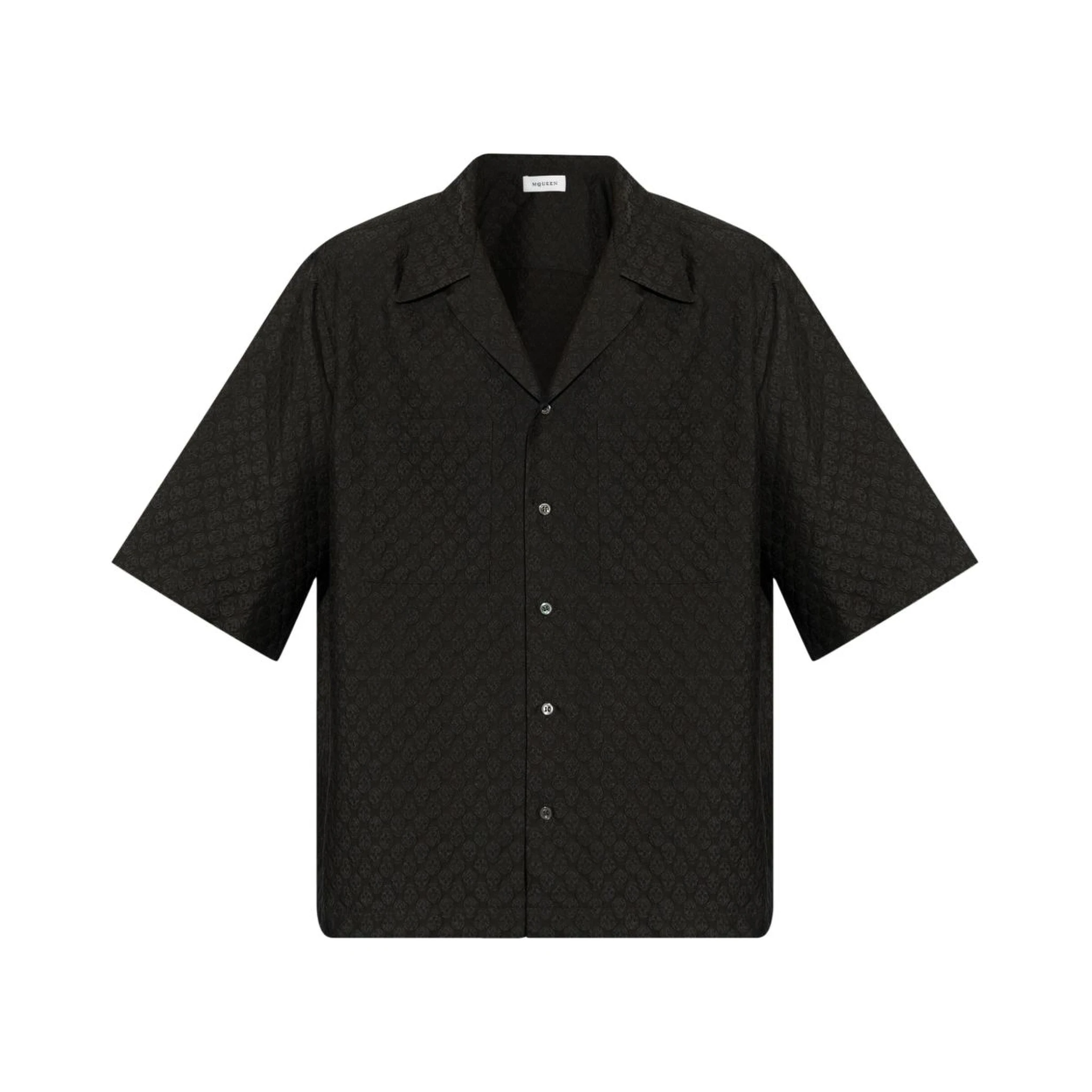 Patterned Shirt With Pocket And Short Sleeves In Black