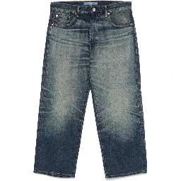 whiskering-effect jeans