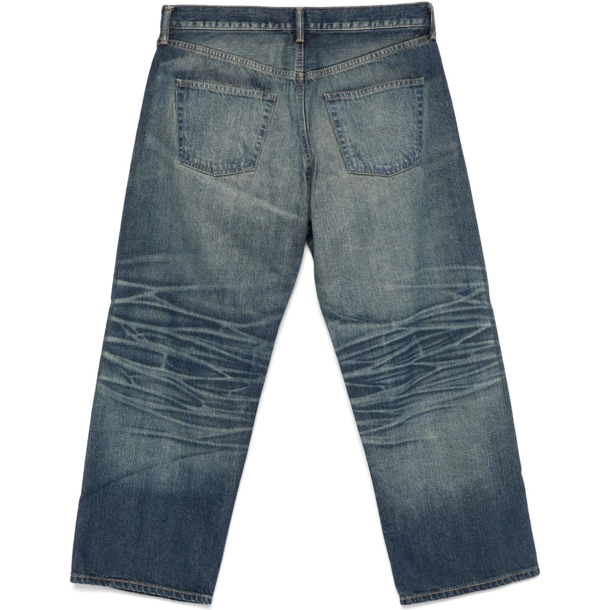 whiskering-effect jeans
