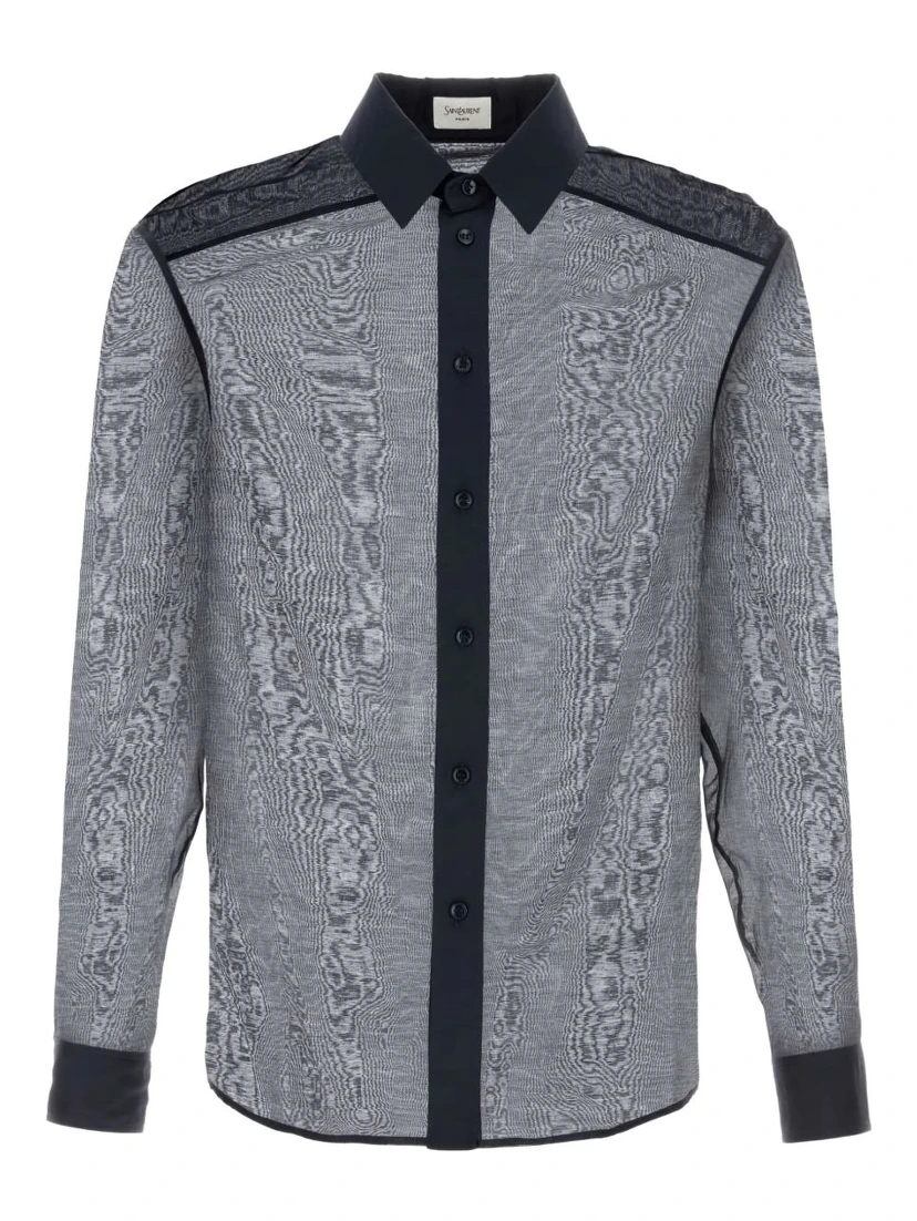 Navy Blue Cotton Blend Shirt