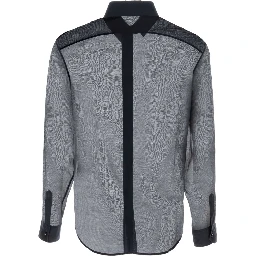 Navy Blue Cotton Blend Shirt