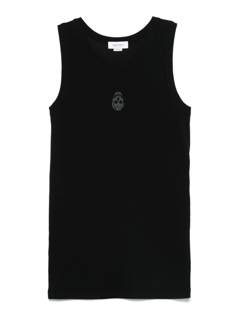 Logo Detail Jersey Tank Top In Black