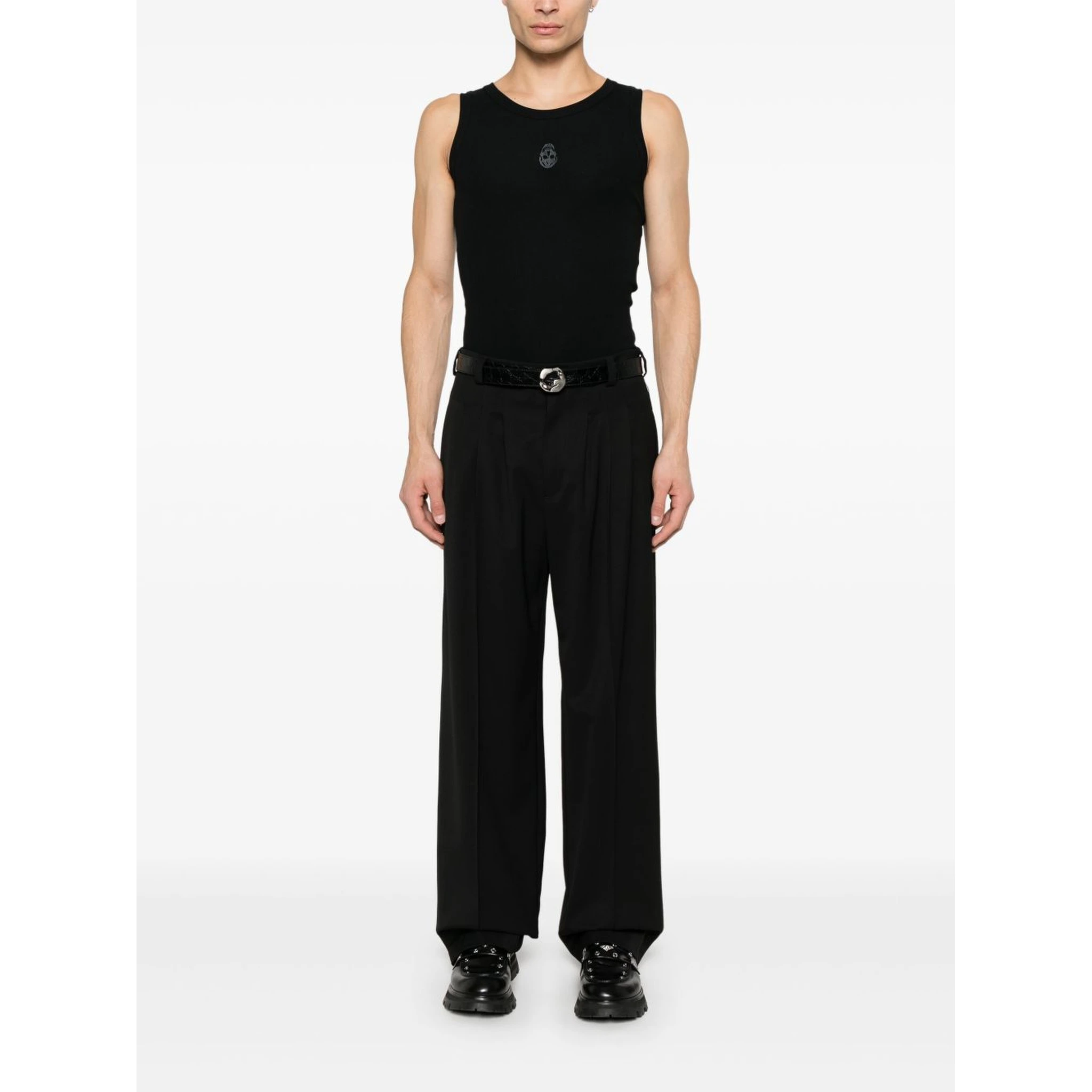 Logo Detail Jersey Tank Top In Black