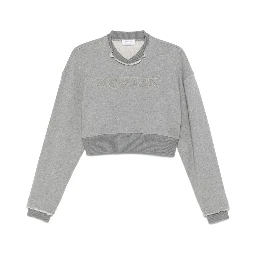 Women Cropped Sweatshirt With Mcqueen Logo In Gray