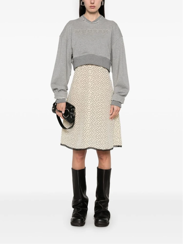 Women Cropped Sweatshirt With Mcqueen Logo In Gray alternative