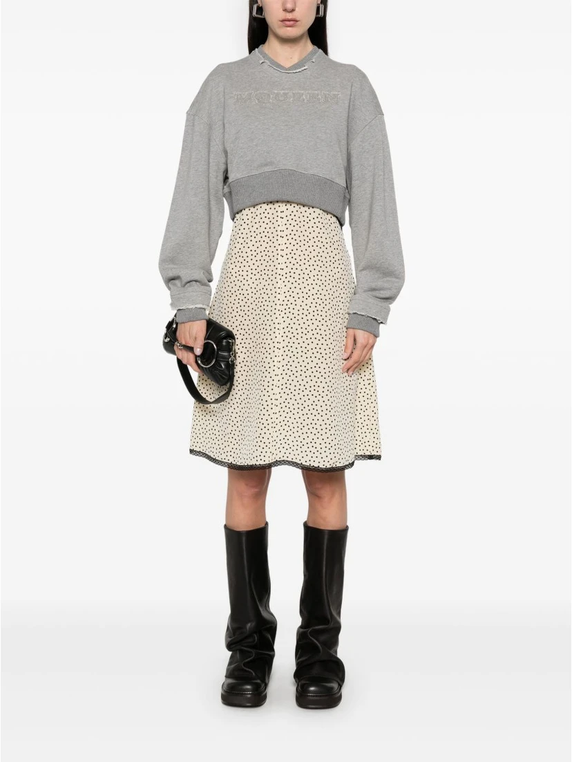 Women Cropped Sweatshirt With Mcqueen Logo In Gray