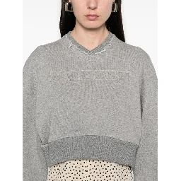 Women Cropped Sweatshirt With Mcqueen Logo In Gray