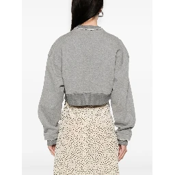 Women Cropped Sweatshirt With Mcqueen Logo In Gray