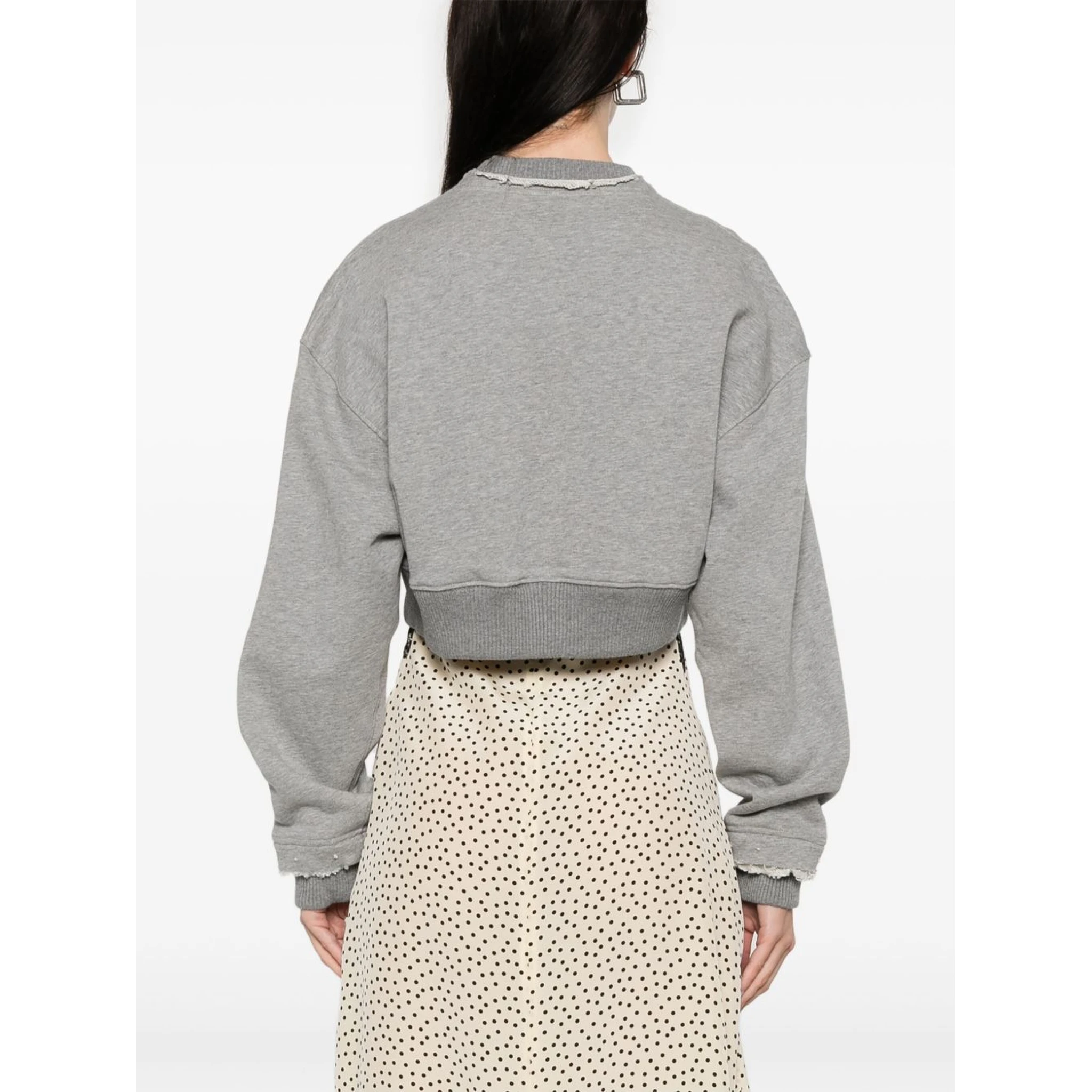 Women Cropped Sweatshirt With Mcqueen Logo In Gray