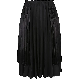 Comme Des Garçons Pleated Midi Skirt In Black