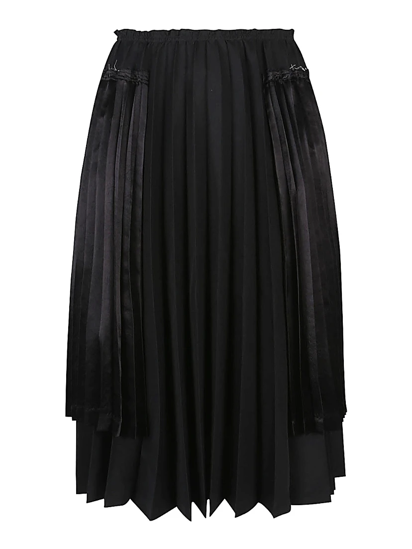 Comme Des Garçons Pleated Midi Skirt In Black