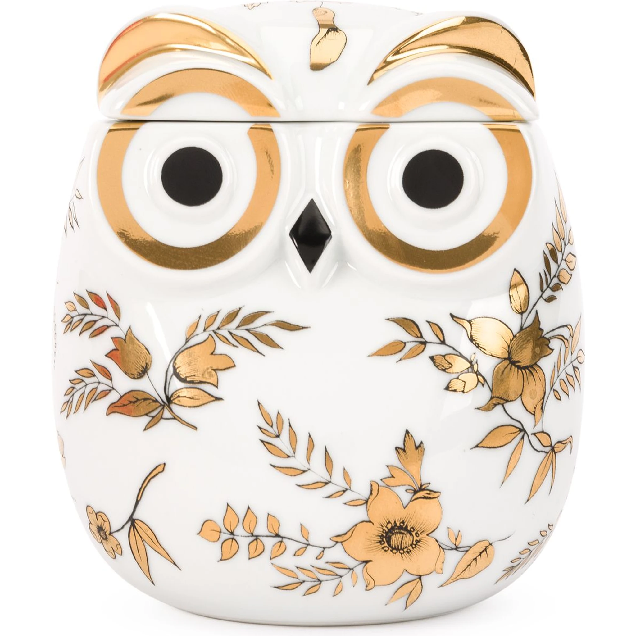 Jar Civetta Fiorata Floral Owl In White/black/gold