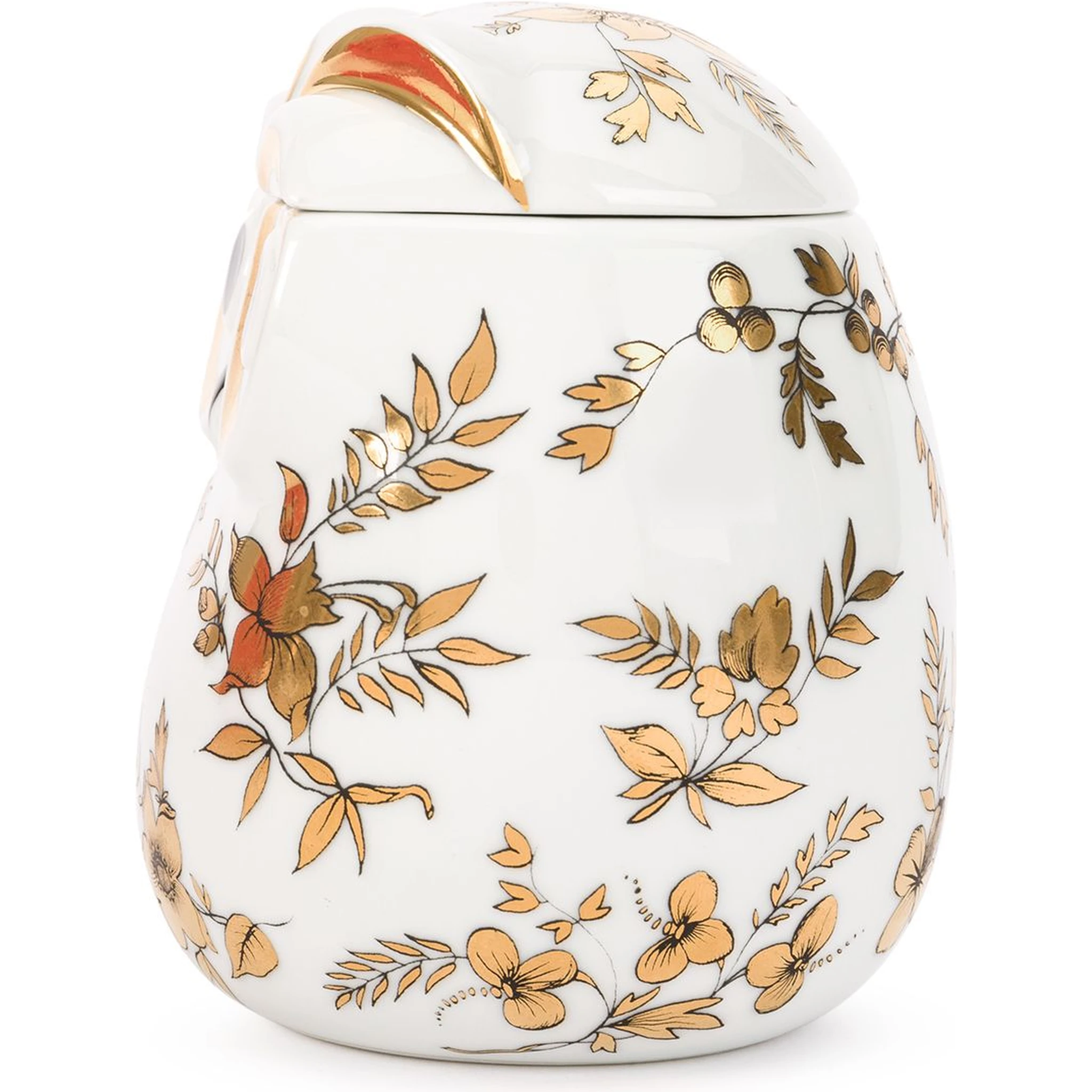 Jar Civetta Fiorata Floral Owl In White/black/gold