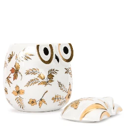 Jar Civetta Fiorata Floral Owl In White/black/gold