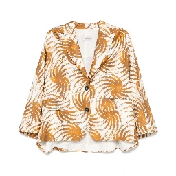 Printed Silk Caban Jacket In Neutral