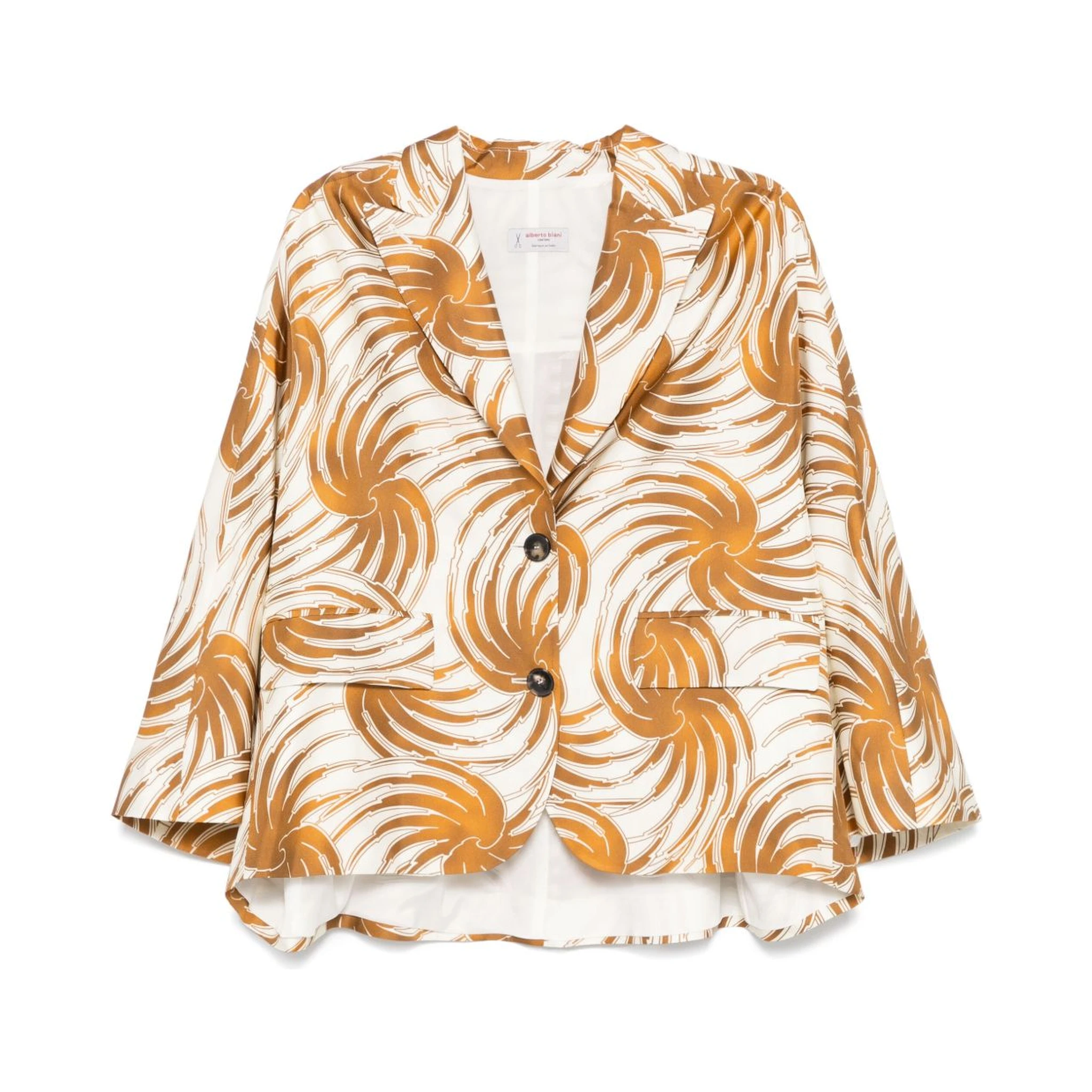 Printed Silk Caban Jacket In Neutral