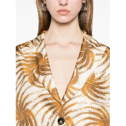 Printed Silk Caban Jacket In Neutral