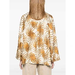 Printed Silk Caban Jacket In Neutral