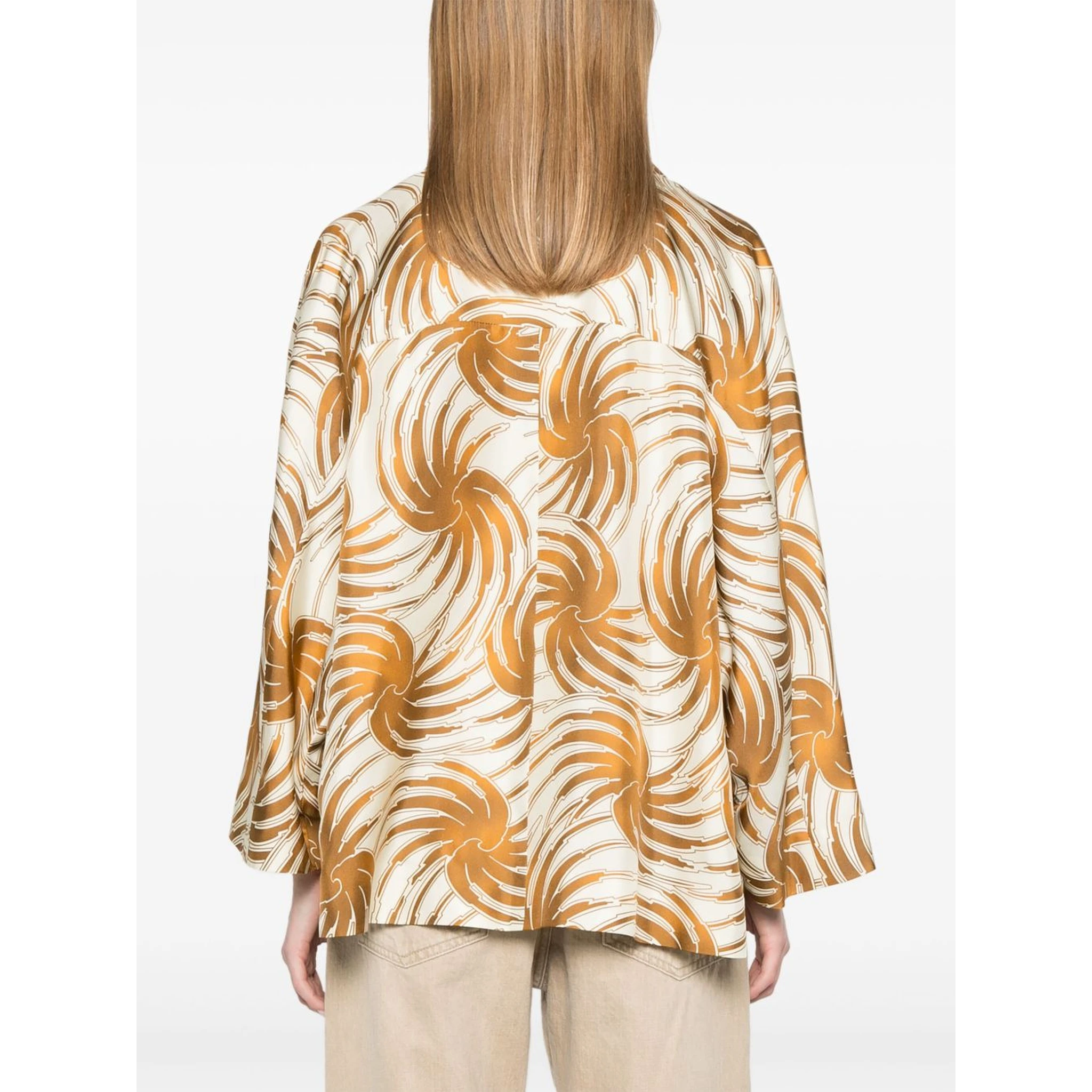 Printed Silk Caban Jacket In Neutral