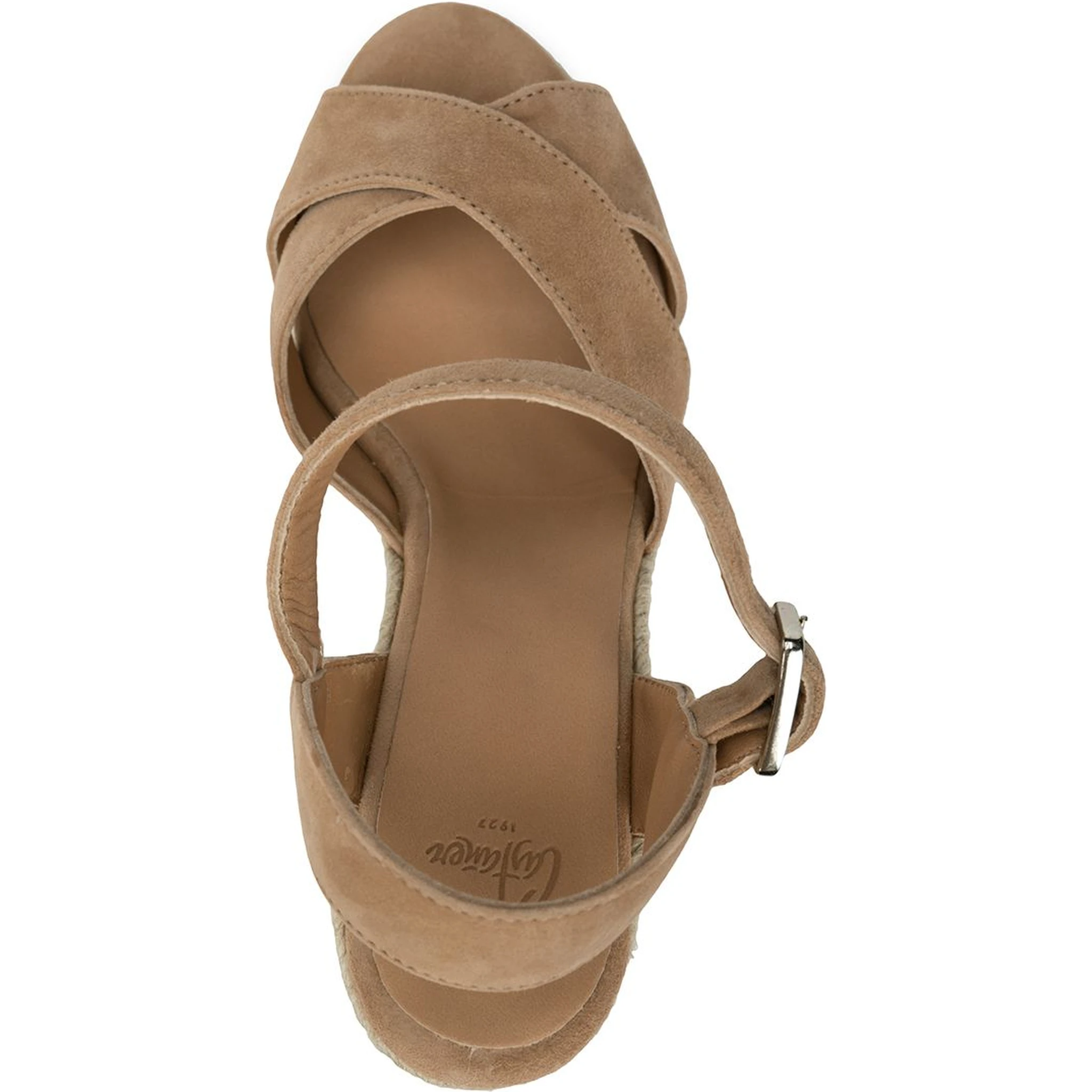 Suede Leather Wedge Espadrilles With Raffia Platform In Multi