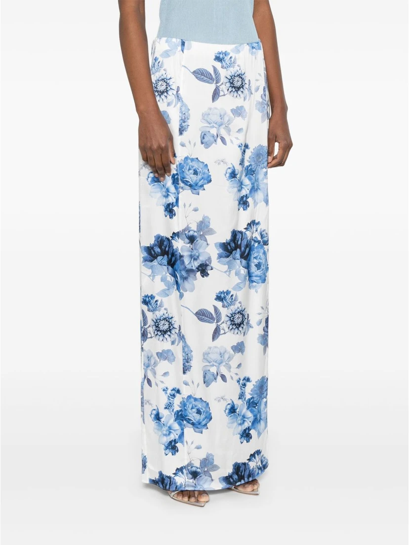 Alice + Olivia Stephine Printed Long Skirt In Blue