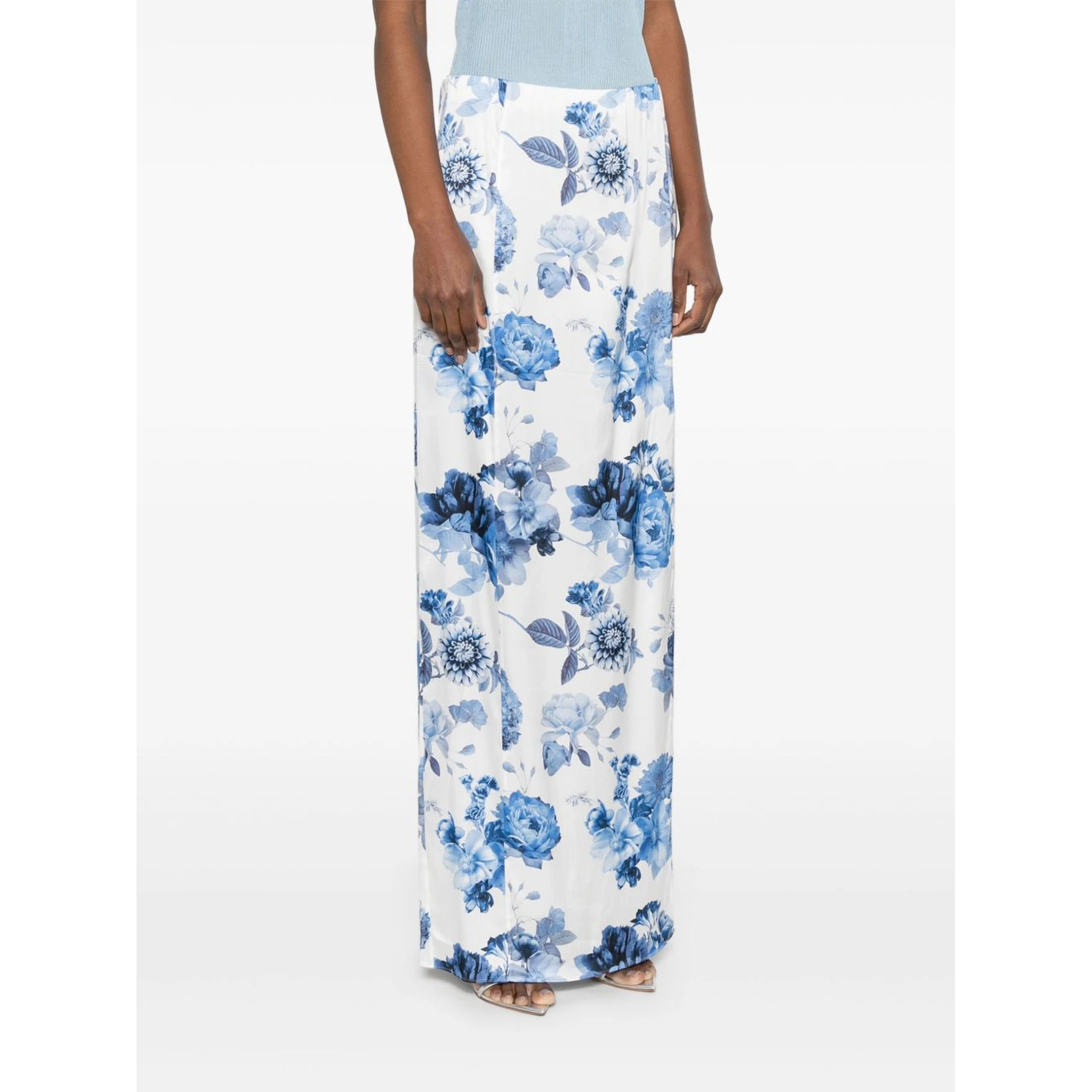 Alice + Olivia Stephine Printed Long Skirt In Blue