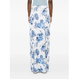 Alice + Olivia Stephine Printed Long Skirt In Blue