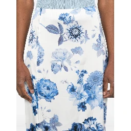 Alice + Olivia Stephine Printed Long Skirt In Blue