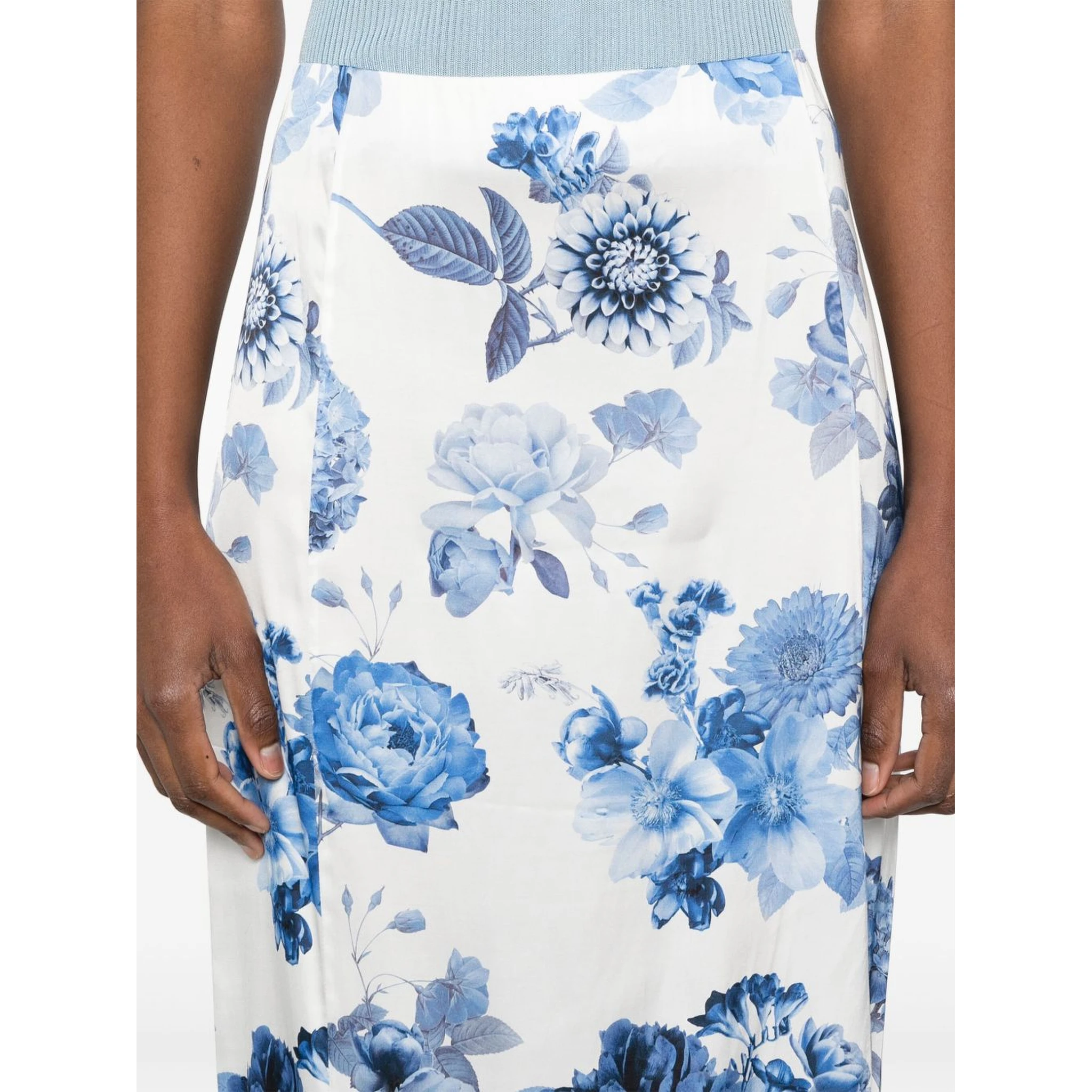 Alice + Olivia Stephine Printed Long Skirt In Blue