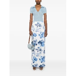 Alice + Olivia Stephine Printed Long Skirt In Blue