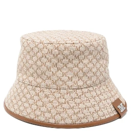 Logo Jacquard Bucket Hat With Houndstooth Trim In Brown