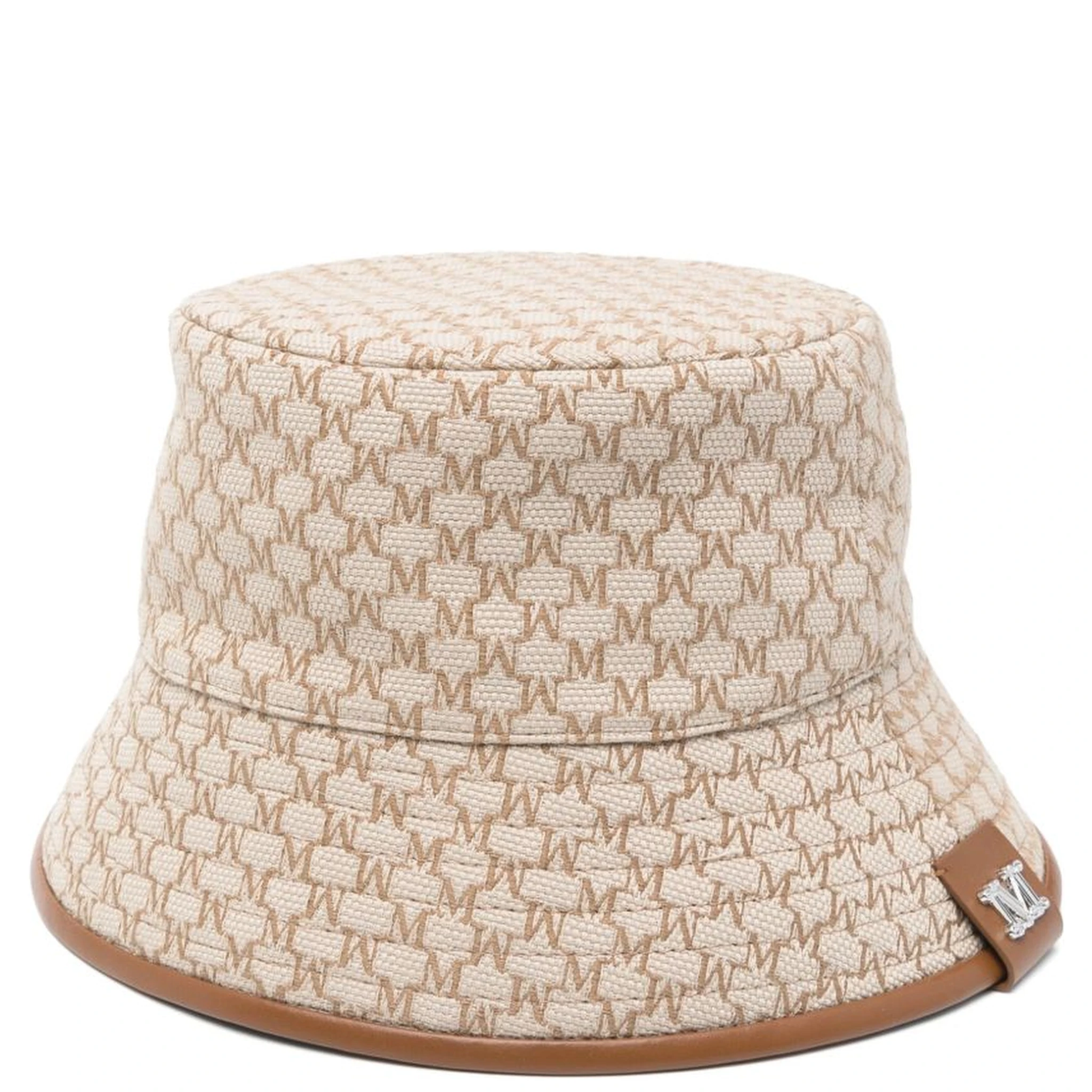 Logo Jacquard Bucket Hat With Houndstooth Trim In Brown