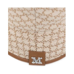 Logo Jacquard Bucket Hat With Houndstooth Trim In Brown