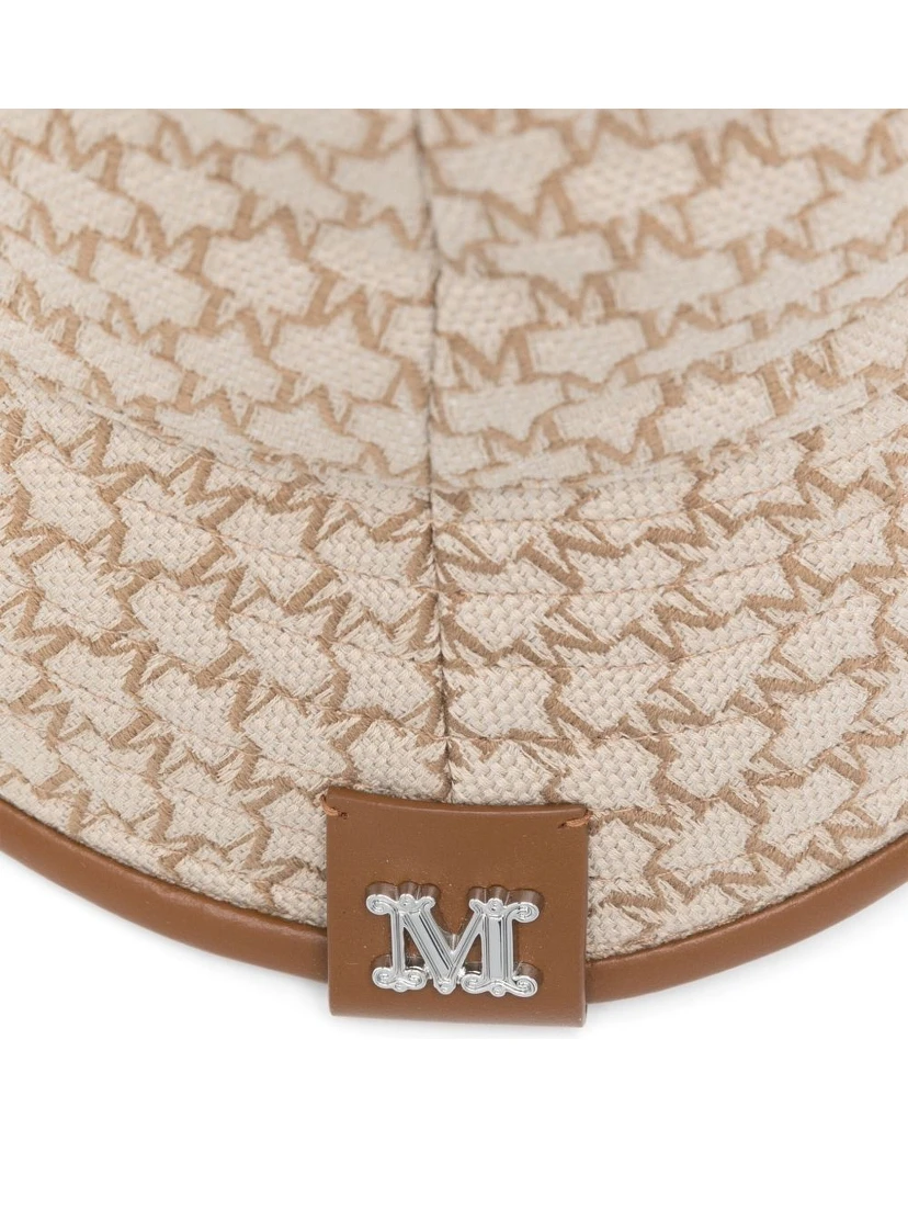 Logo Jacquard Bucket Hat With Houndstooth Trim In Brown