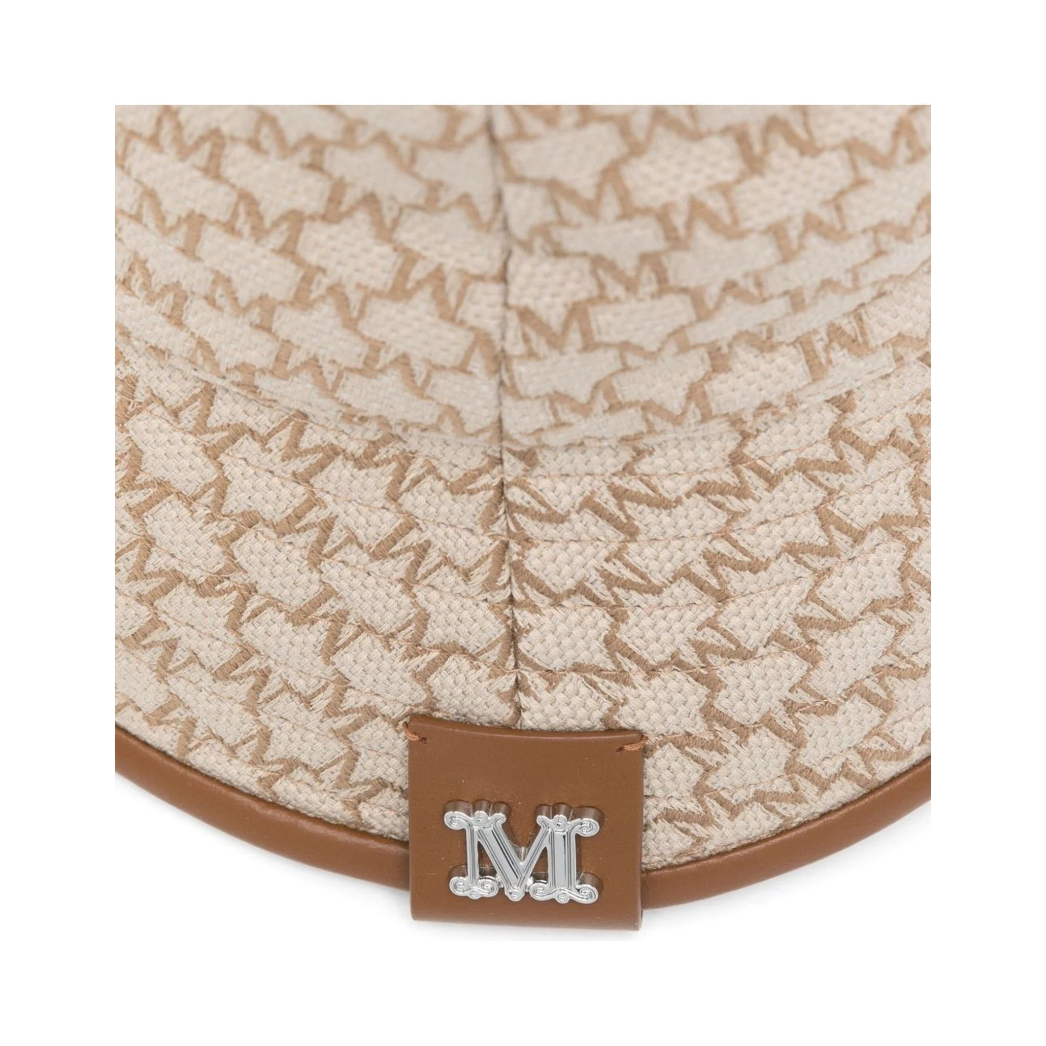 Logo Jacquard Bucket Hat With Houndstooth Trim In Brown