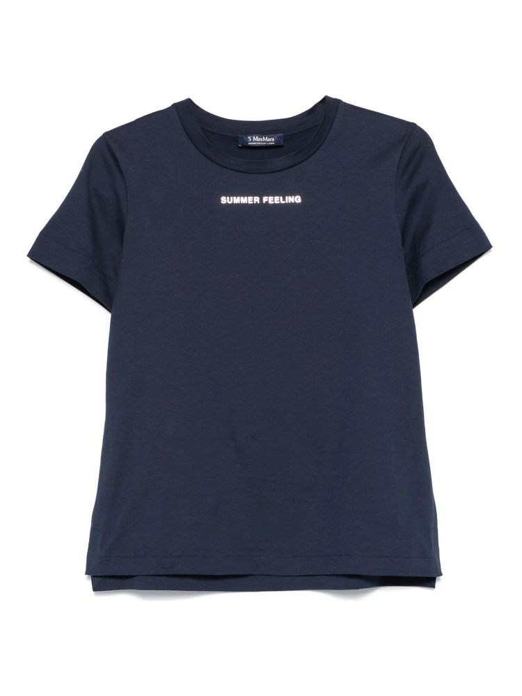 Logo Crew Neck Cotton T-shirt In Blue