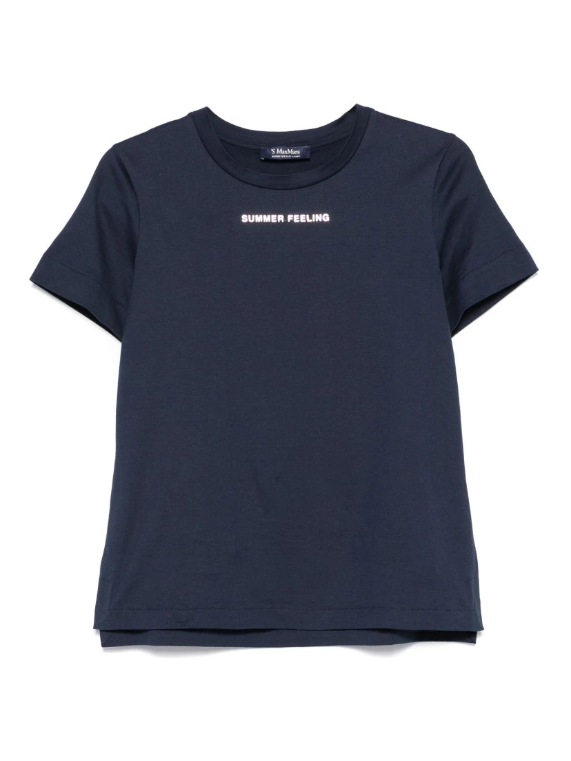 Logo Crew Neck Cotton T-shirt In Blue
