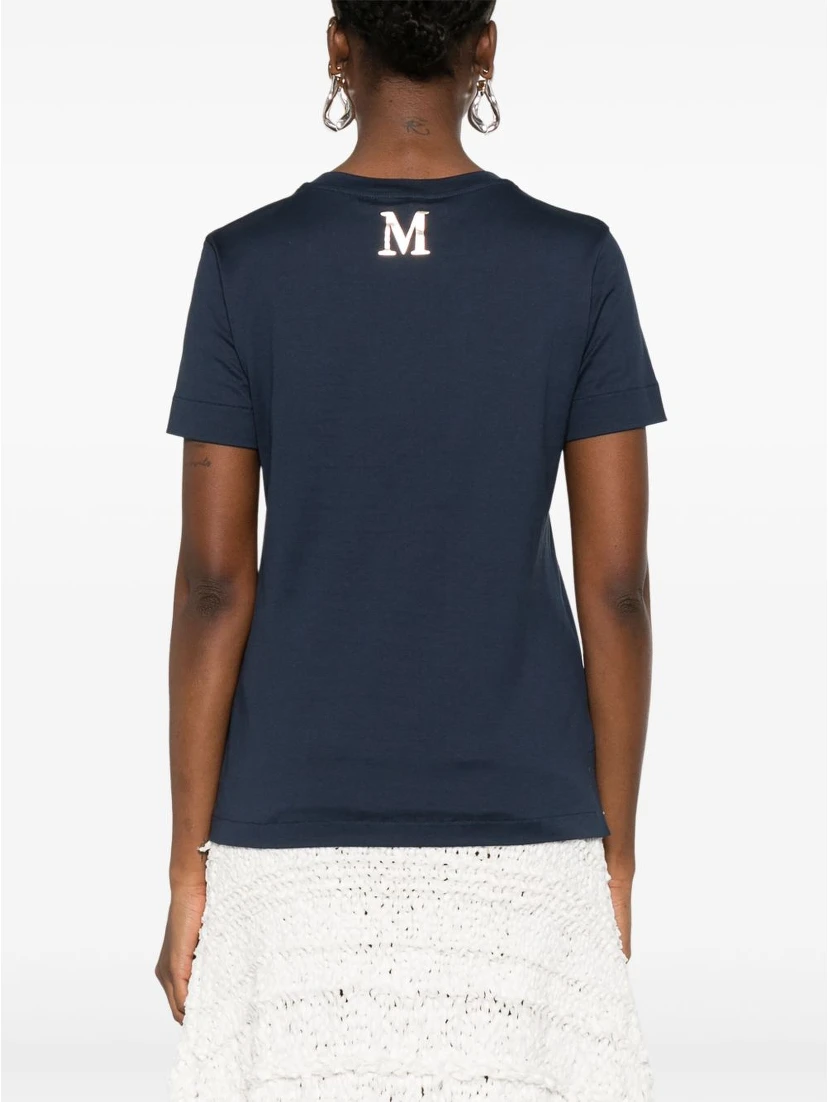 Logo Crew Neck Cotton T-shirt In Blue